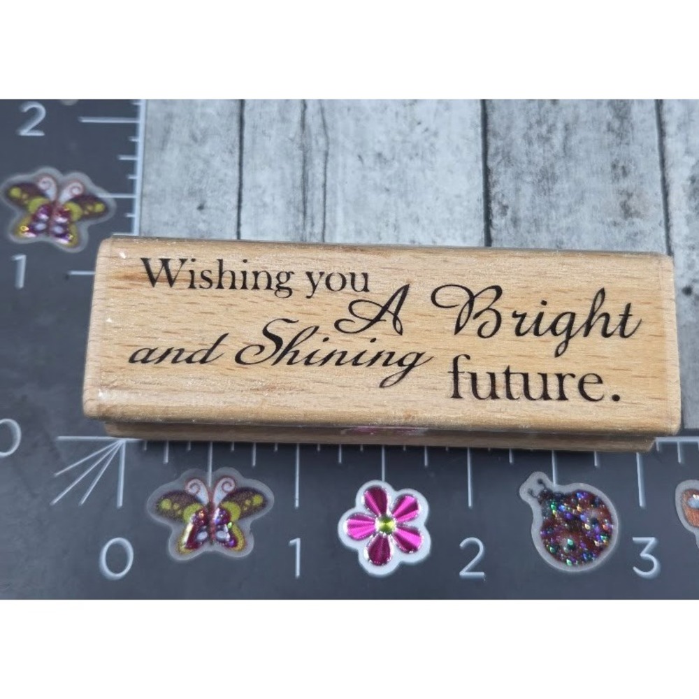 Hampton Art Wishing Bright Shining Future Rubber Stamp Wood #Q66